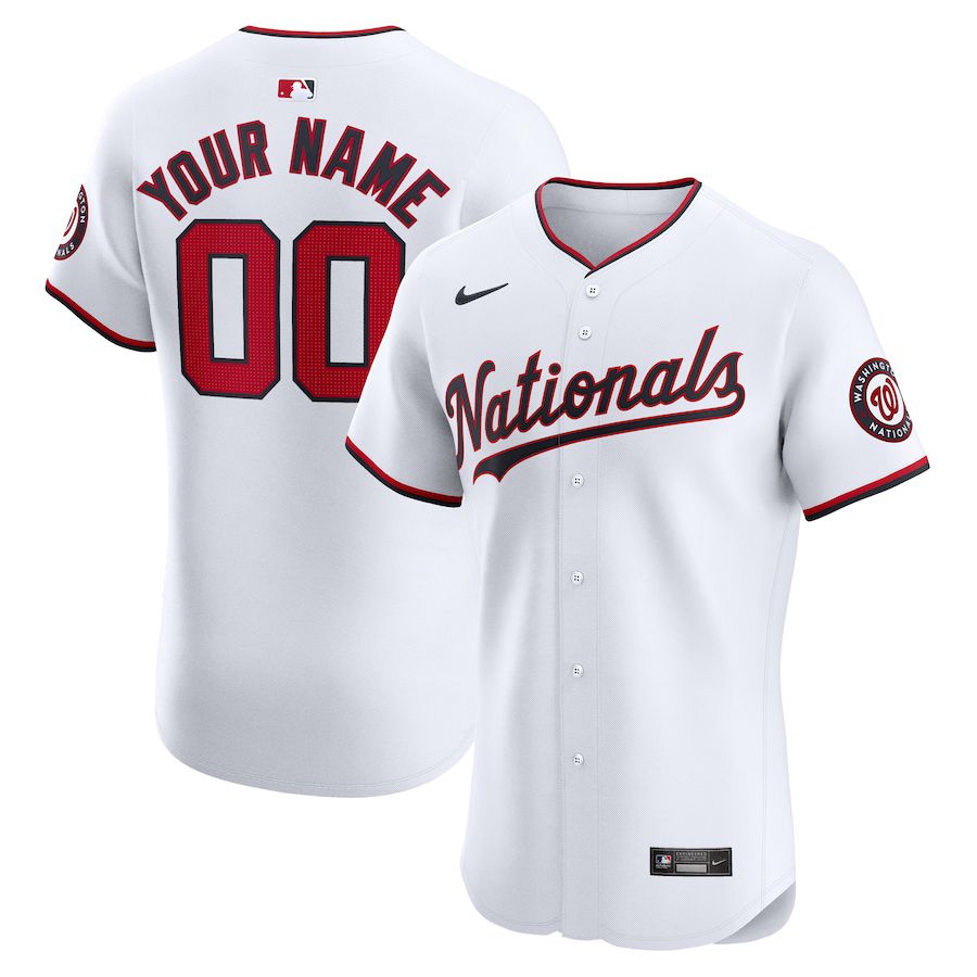 Men Washington Nationals Nike White Home Elite Custom MLB Jersey->customized mlb jersey->Custom Jersey